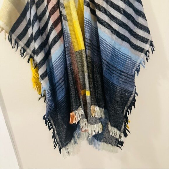 Anthropologie By Anthropologie – Colorful Striped Wool Blend Fringe Ruana Poncho - Picture 7 of 16